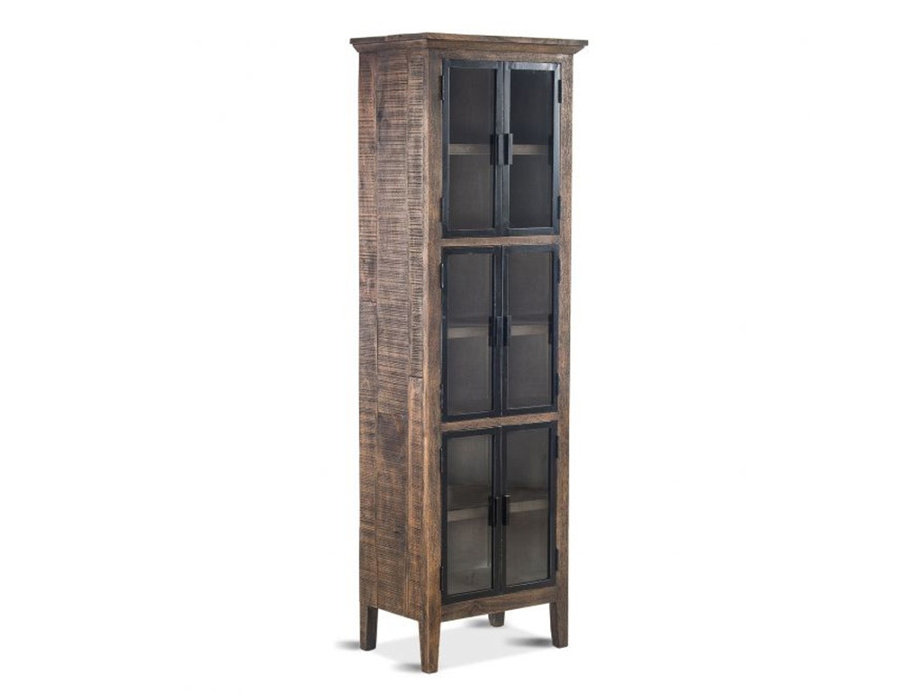 Home Trends & Design Carnegie Tall Glass Cabinet Bandsaw Teak FCR-TGC26BST