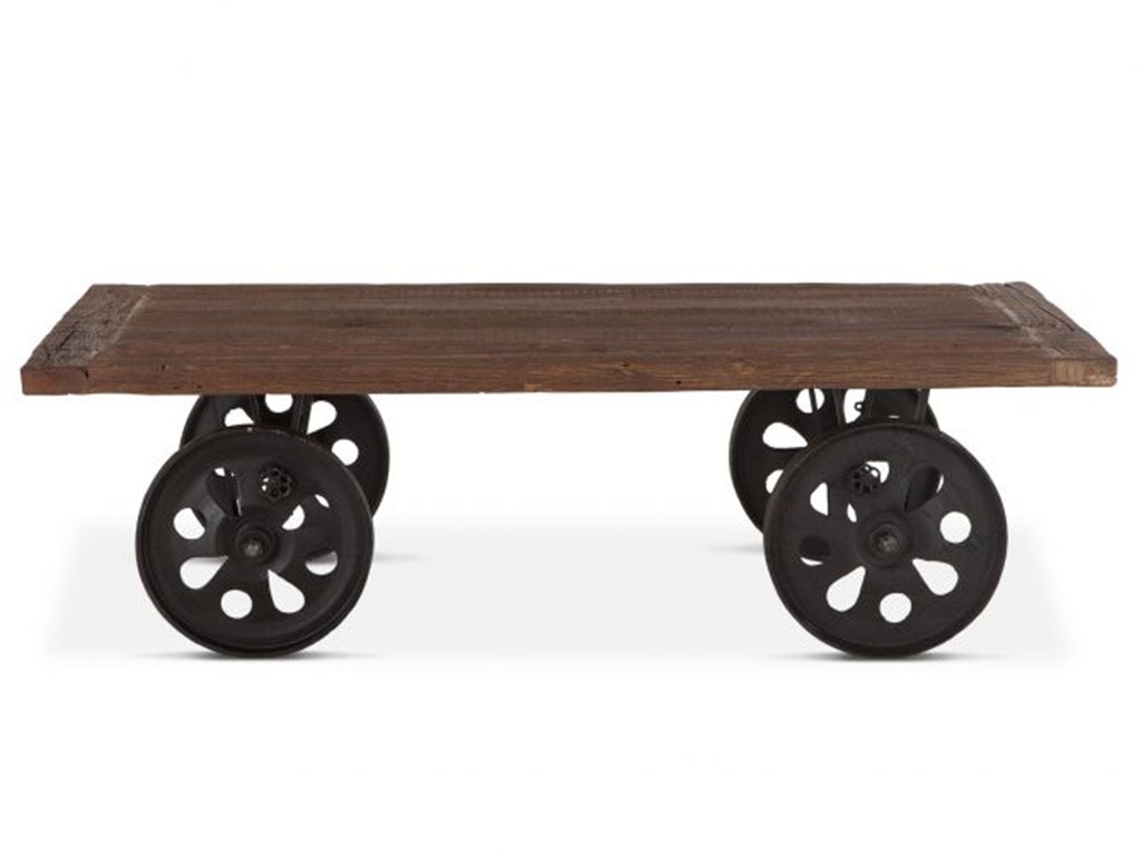 Home Trends & Design Industrial Loft 64 Reclaimed Wood Coffee Table with Wheels FIL-CT64