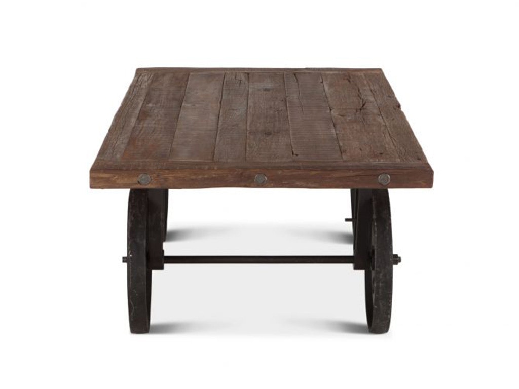 Home Trends & Design Industrial Loft 64 Reclaimed Wood Coffee Table with Wheels FIL-CT64