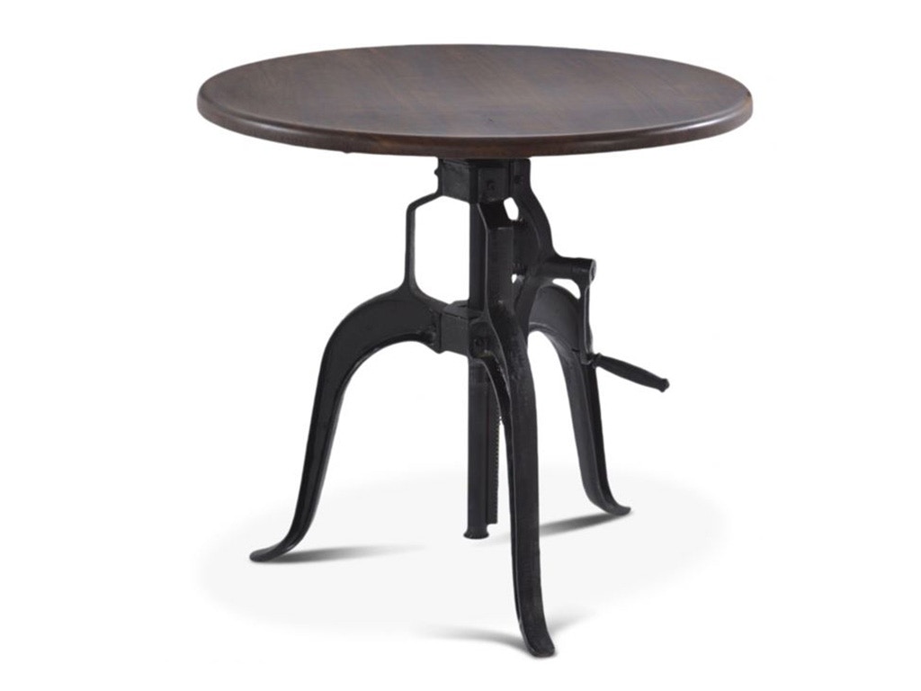 Home Trends & Design Industrial Loft 36 Adjustable Round Side Table in Walnut FIL-ST36WN