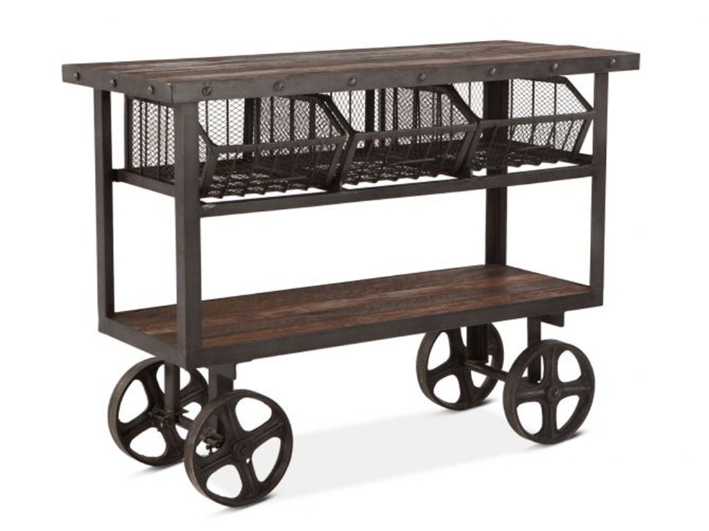 Home Trends & Design Industrial Teak 48 Reclaimed Wood Utility Cart Table FIT-CRT48