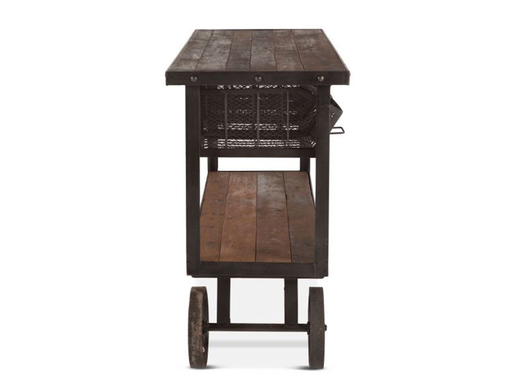 Home Trends & Design Industrial Teak 48 Reclaimed Wood Utility Cart Table FIT-CRT48