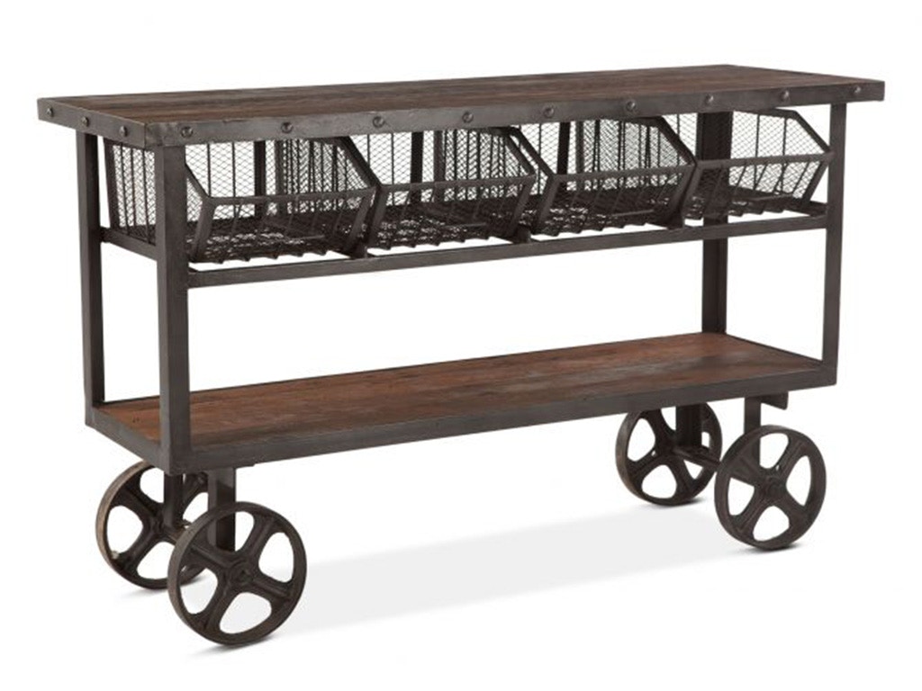 Home Trends & Design Industrial Teak 60 Reclaimed Wood Utility Cart Table FIT-CRT60