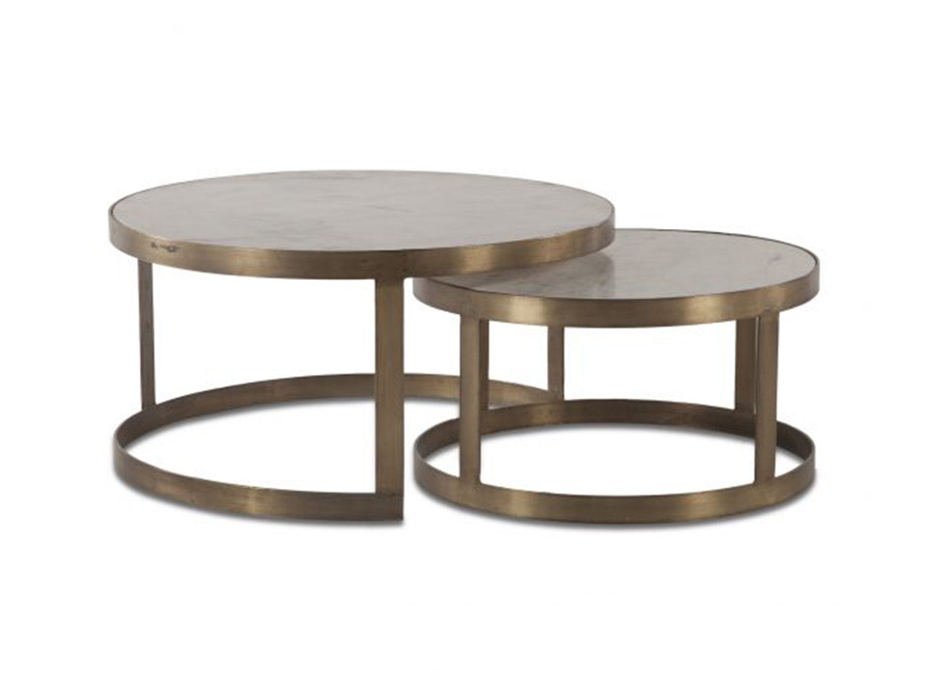Home Trends & Design Michaelangelo White Marble Nesting Coffee Table FMI-CNT36WMAB