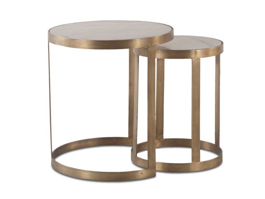 Home Trends & Design Michaelangelo White Marble Nesting Side Table FMI-SNT22WMAB