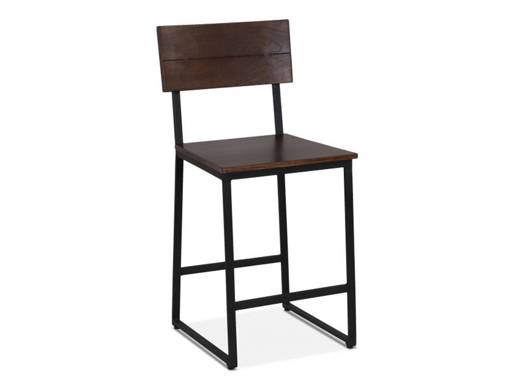Home Trends & Design Mozambique Wood and Iron Counter Chair Walnut FMZ-CC18WNAZ