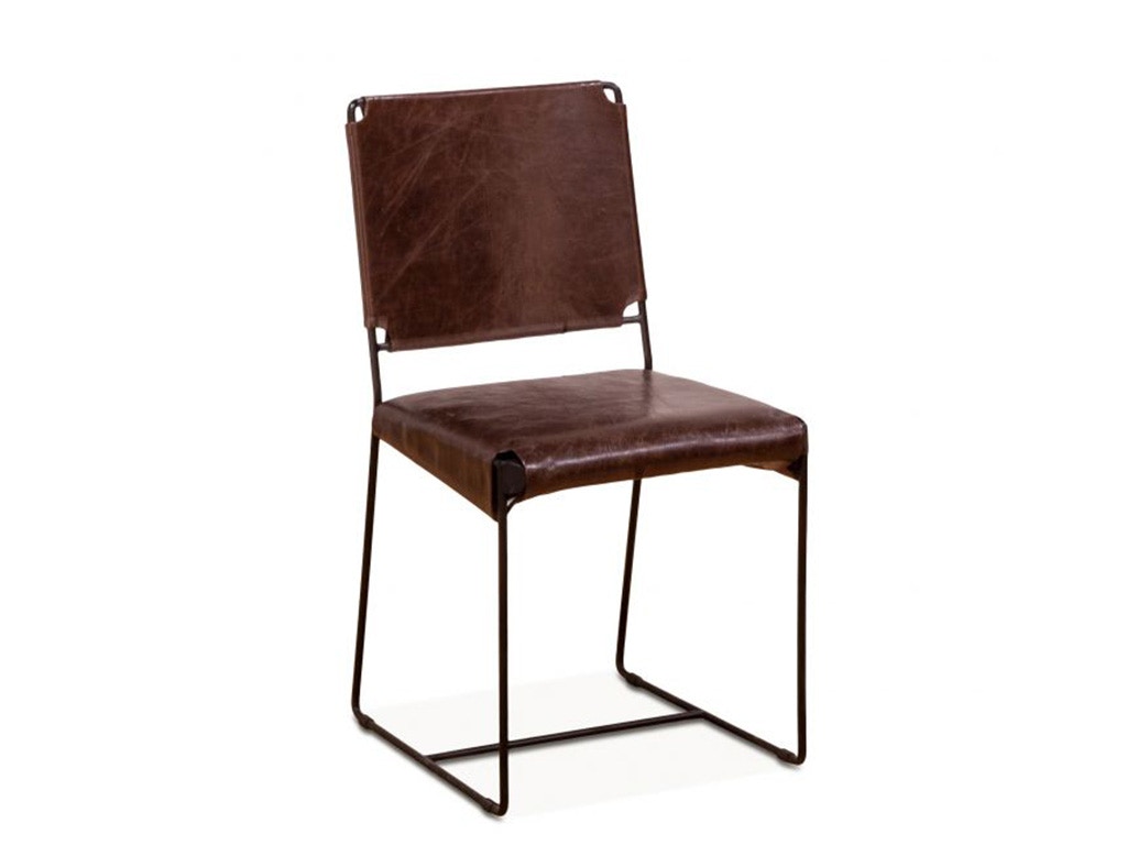 Home Trends & Design New York Iron and Chocolate Leather Dining Chair FNY-DC18-CH-GG
