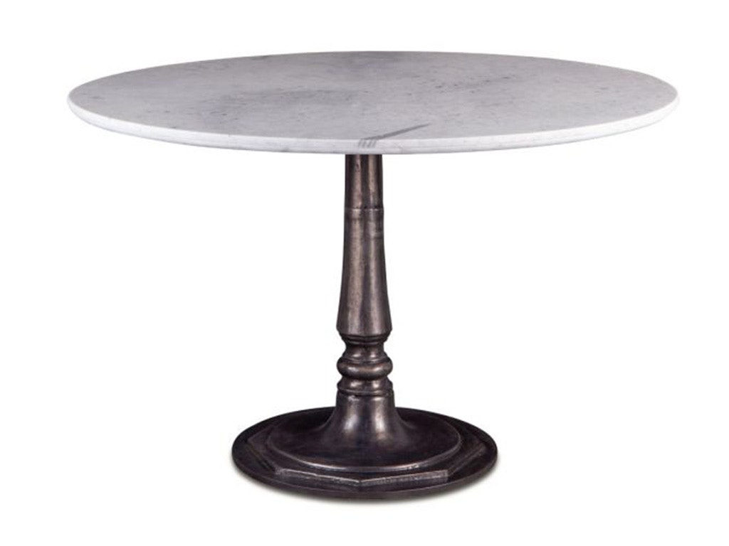 Home Trends & Design White Marble 48 Round Dining Table with Cafe Cast Iron Base FPA-RD48-CAFE-WM