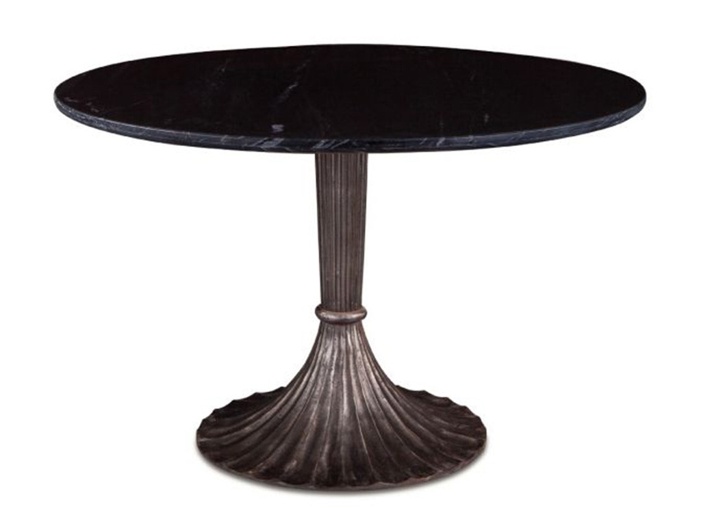 Home Trends & Design Black Marble Round Dining Table 48 with Fluted Deco Art Base FPA-RD48-DECO-BA