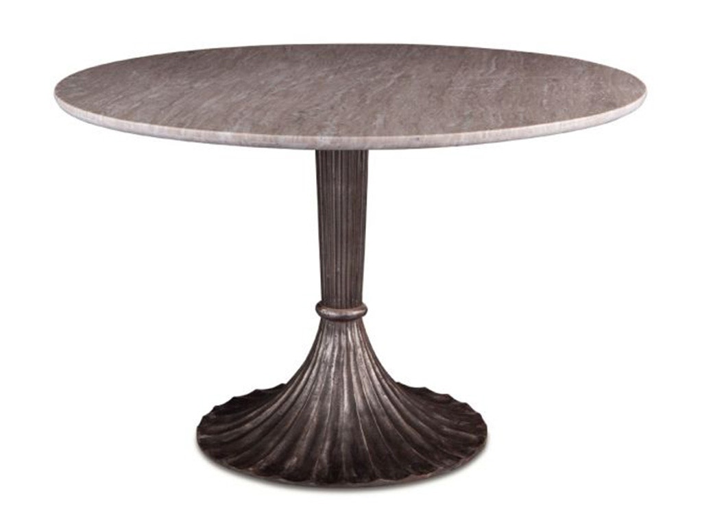 Home Trends & Design Brown Lajaria Marble 48 Round Dining Table with Fluted Deco Art Base FPA-RD48-DECO-BL