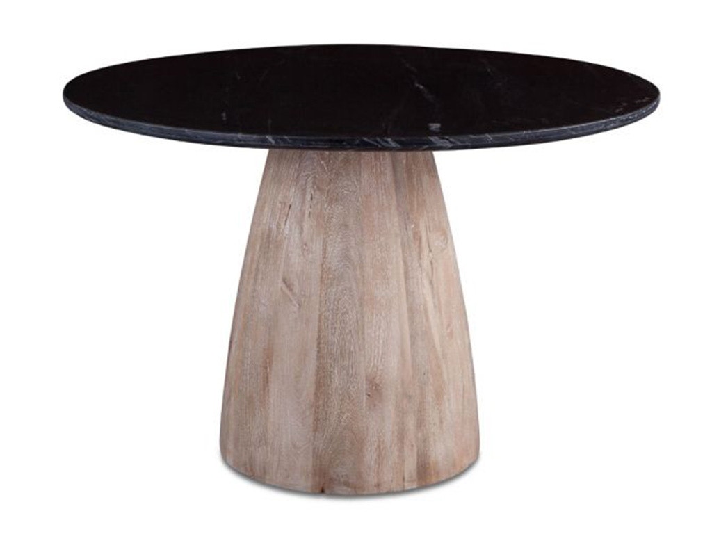 Home Trends & Design 48 Round Dining Table Black Marble with Modern Whitewash Mango Wood Base FPA-RD48-MOD-BA