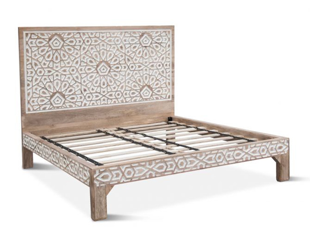 Home Trends & Design Tangiers Carved King Bed Natural White FTG-PBKNW