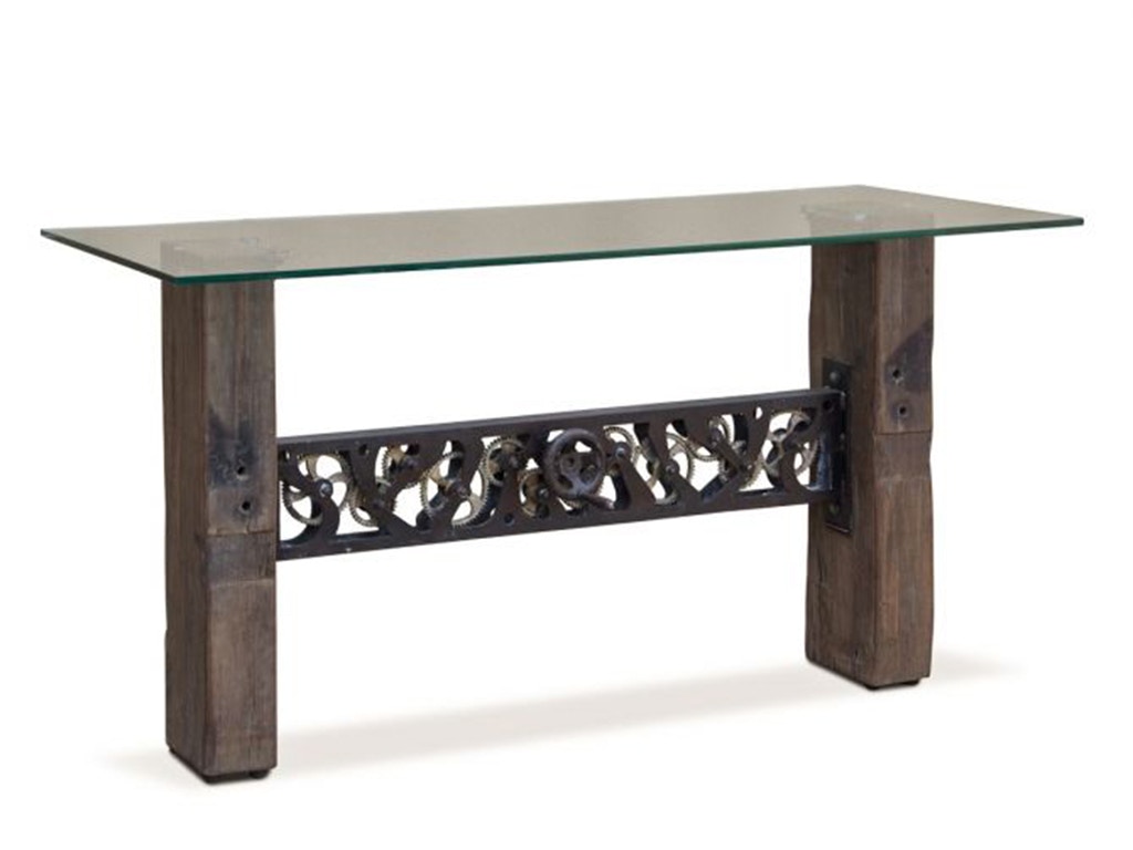 Home Trends & Design Vintage Industrial 60 Console Glass Top FVI-CN
