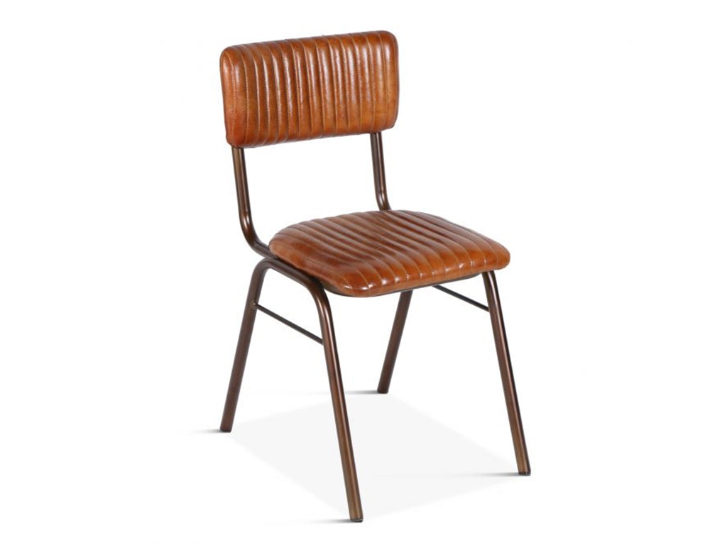 Home Trends & Design Bob Iron Dining Chair with Ribbed Leather FWE-BOB