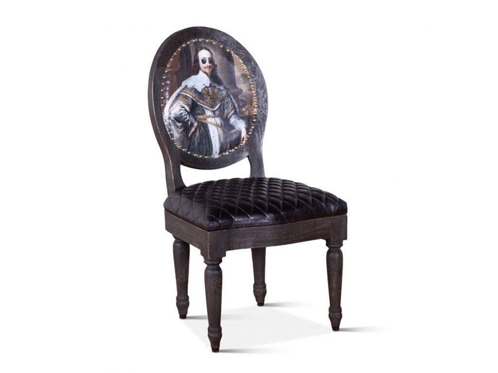 Home Trends & Design Shakespeare Dining Chair Vintage Print with Burlap Back FWE-DCSH