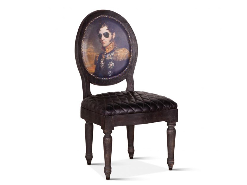 Home Trends & Design Duke of Wellington Dining Chair Vintage Print with Burlap Back FWE-DCWE