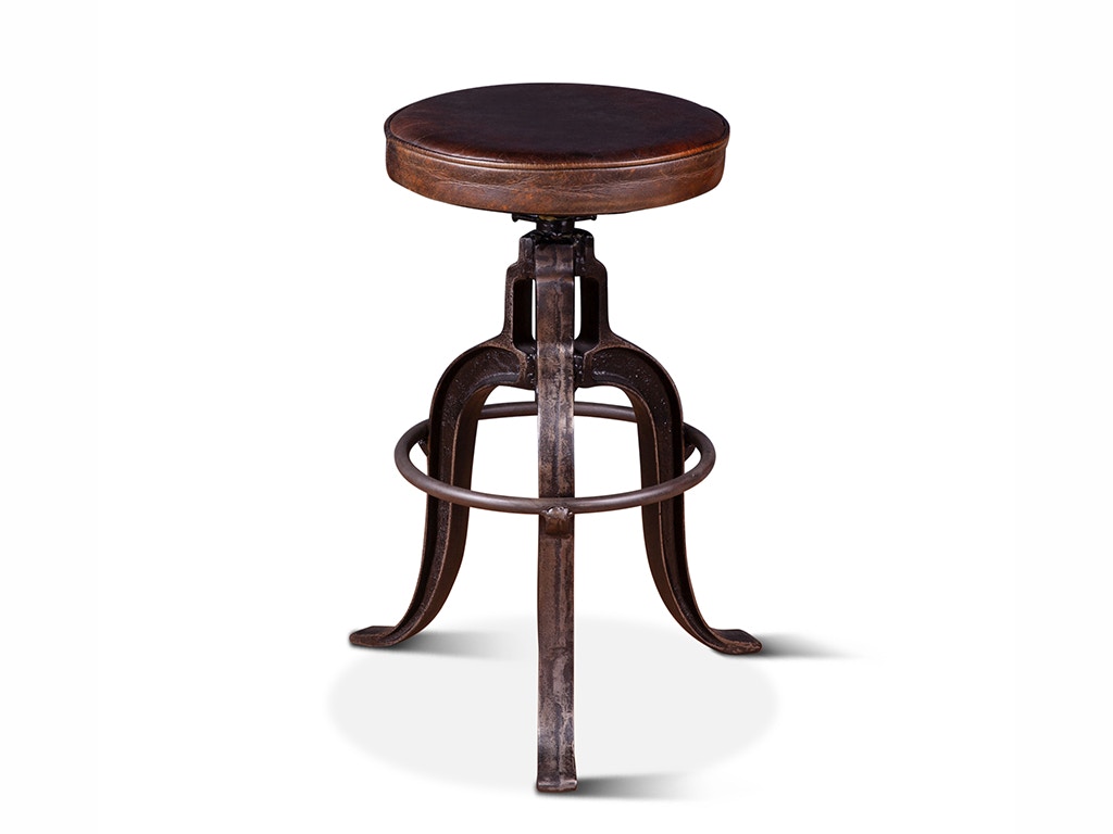 Home Trends & Design Wellington Adjusting Stool Brown Leather FWE-SL1-BR