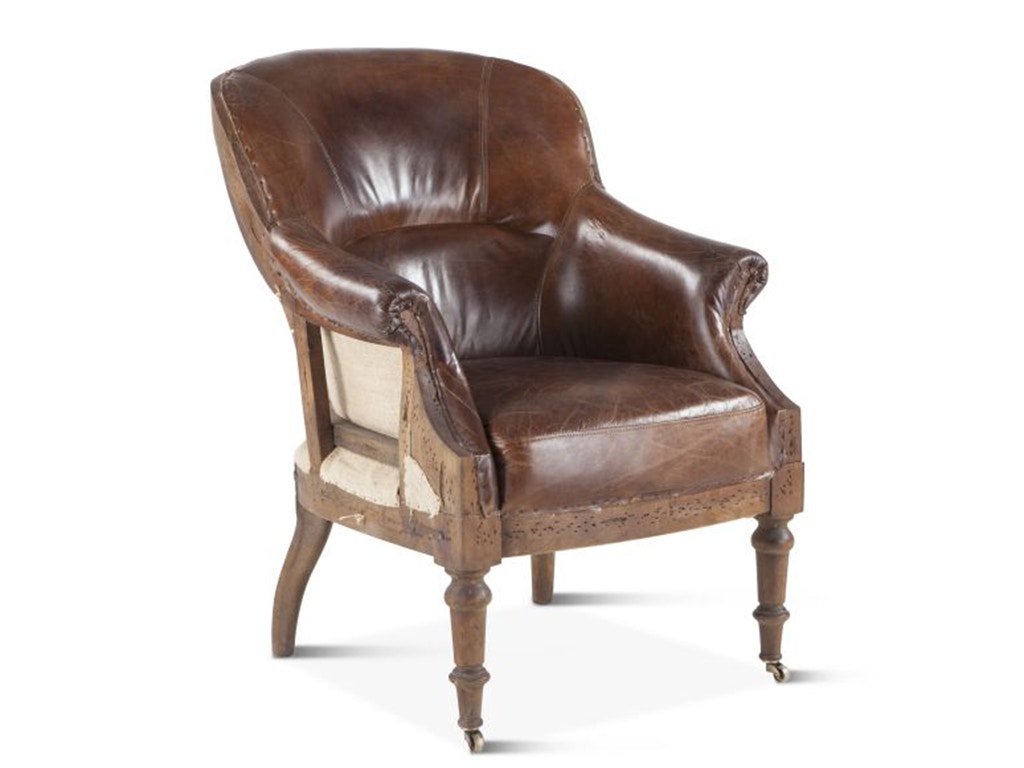Home Trends & Design Shakespeare Deconstructed Armchair with Cigar Leather G205-1113-11