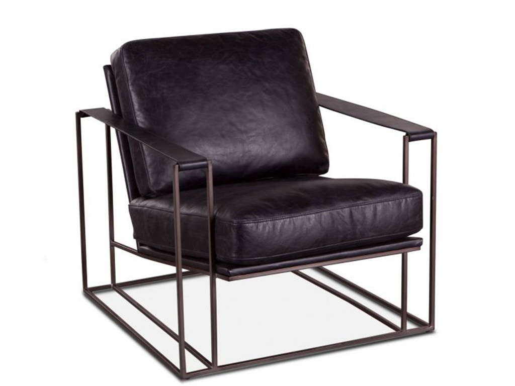 Home Trends & Design Bogart Armchair in Ebony Black Leather G205-BGAC-EB