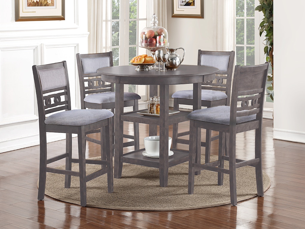 New Classic GIA 42 ROUND Counter Table + 4 Chairs D1701-52S-GRY