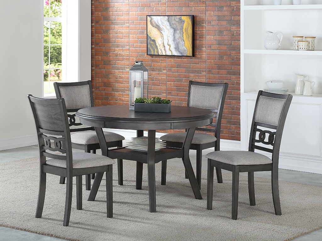 New Classic GIA 47 Round Dining Table + 4 Chairs D1701-50S-GRY