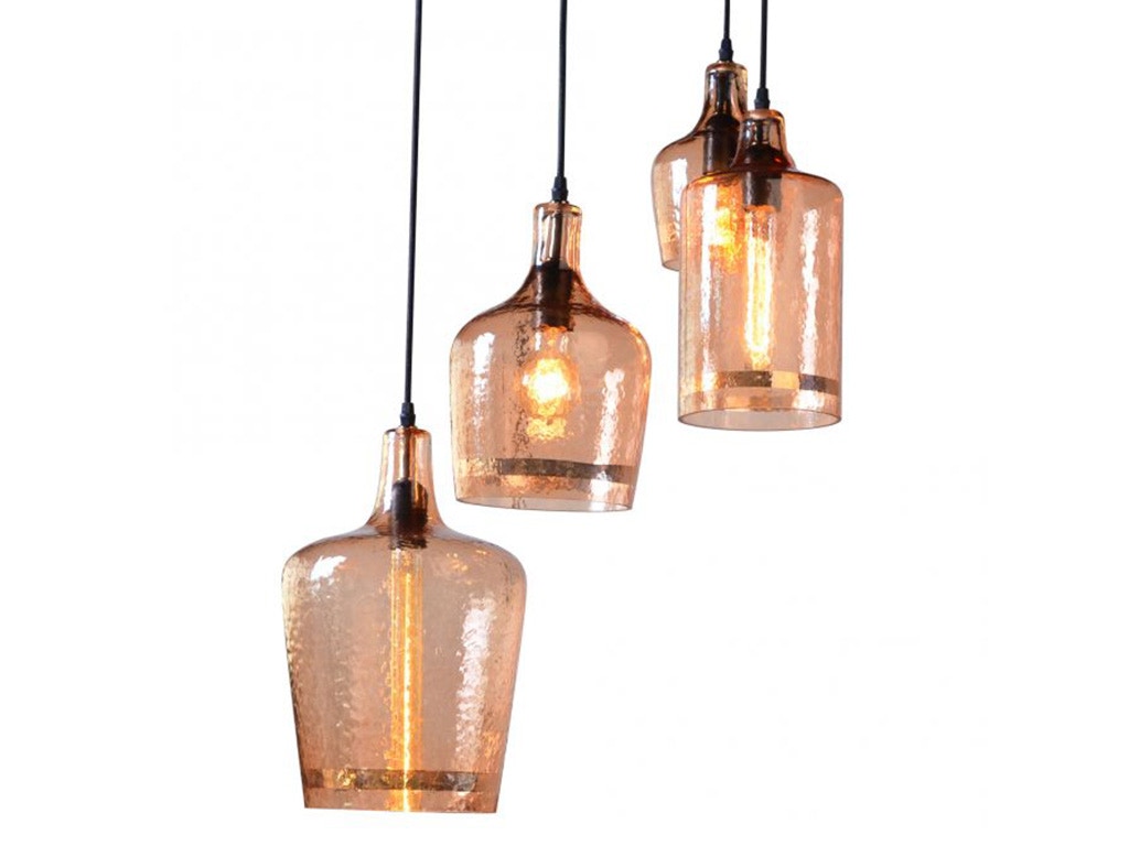Home Trends & Design Luminaire Hammered Glass Multi-Pendant Light GLM-CL16HG