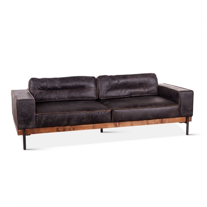 Home Trends & Design Portofino Leather Sofa Antique Ebony GPF-MSOF-AE