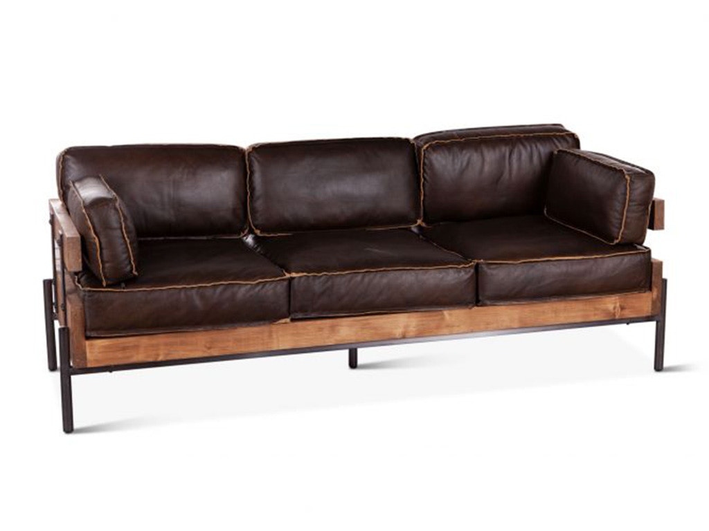 Home Trends & Design Portofino Leather 3-Seater Black Sofa GPF-PACH-BB