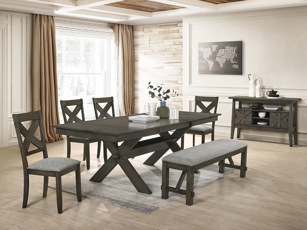 New Classic Gulliver DINING TABLE + 4 Chairs + BENCH D1902DT4CB