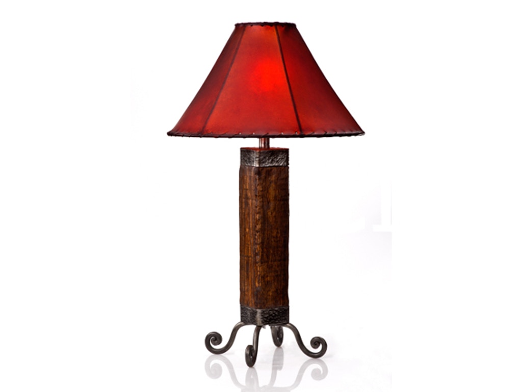 Mexican Country Imports Urban Rustic Dark Wood Lamp with Red Shade HJTL 001 D