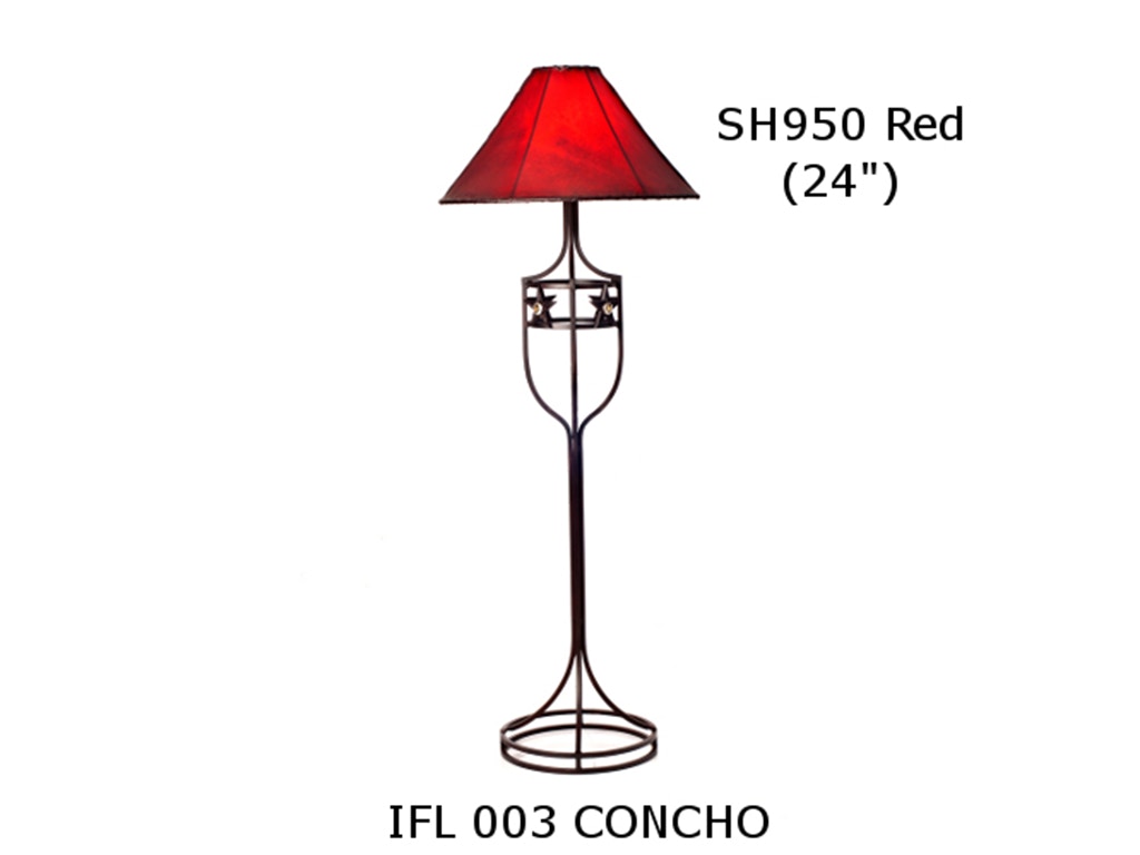 Mexican Country Imports Forged Iron Floor Lamp with Red Shade IFL 003 C