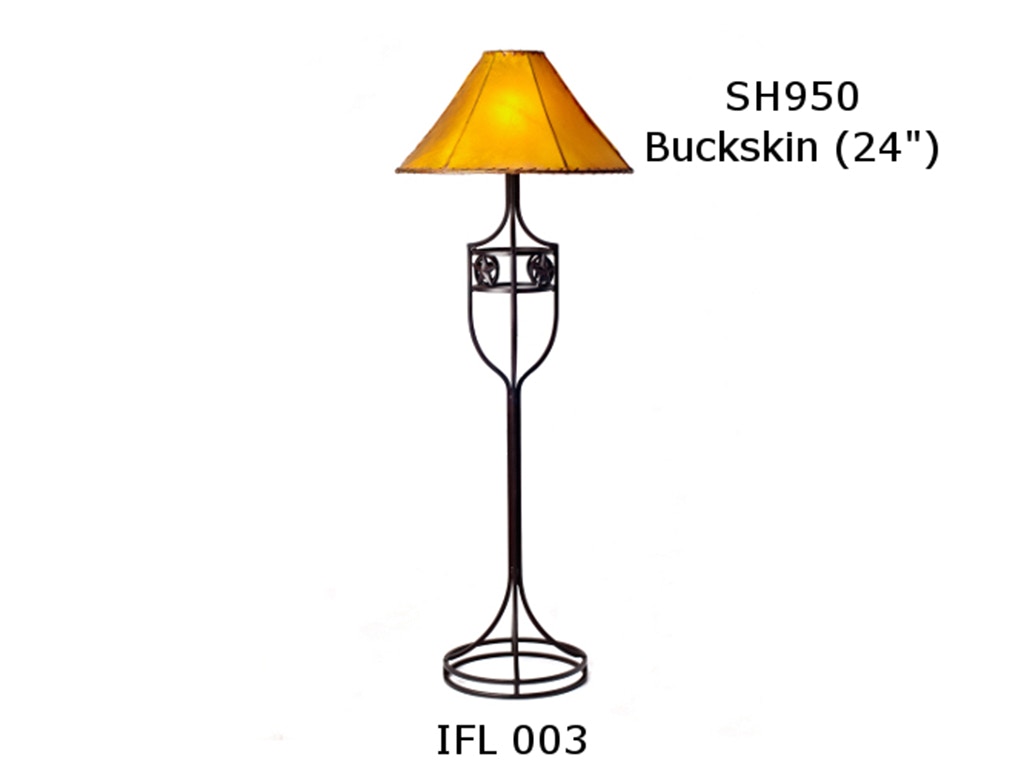 Mexican Country Imports Forged Iron Floor Lamp with Buckskin Shade IFL 003
