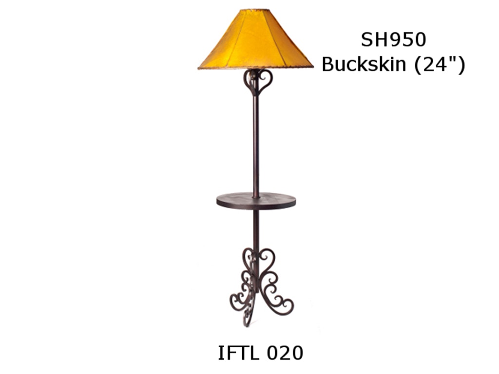 Mexican Country Imports Forged Iron Floor Lamp with Table & Buckskin Shade IFTL 020