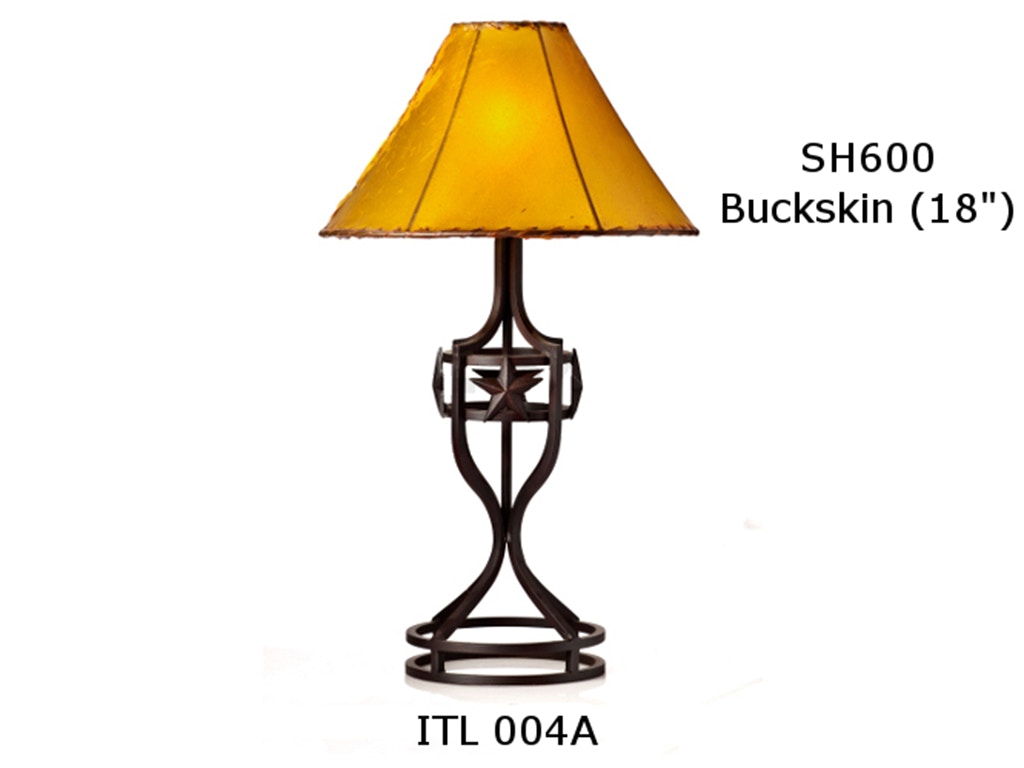 Mexican Country Imports Forged Iron Table Lamp with Buckskin Shade ITL 004A