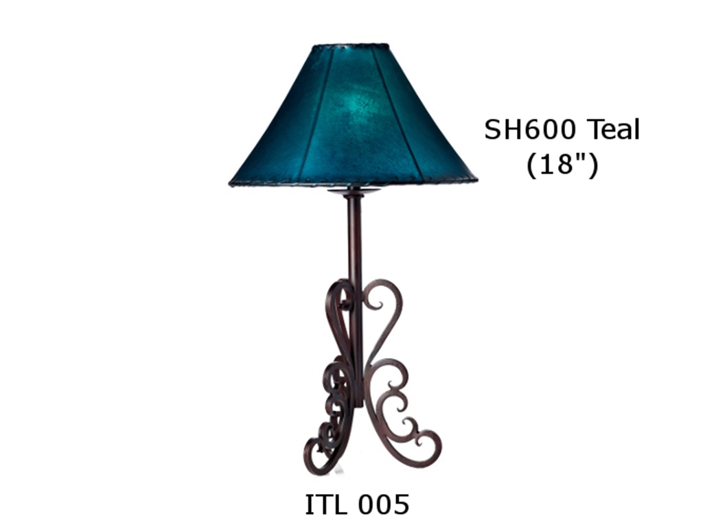 Mexican Country Imports Forged Iron Table Lamp with Teal Shade ITL 005