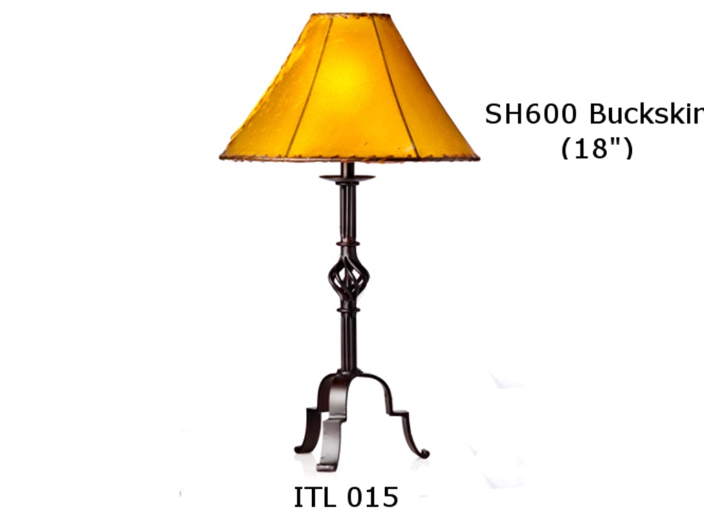 Mexican Country Imports Forged Iron Table Lamp with Buckskin Shade ITL 015