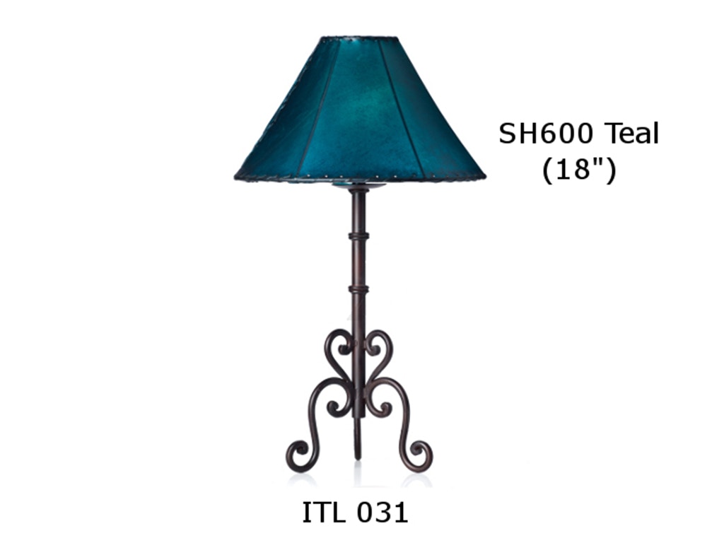 Mexican Country Imports Forged Iron Table Lamp with Teal Shade ITL 031