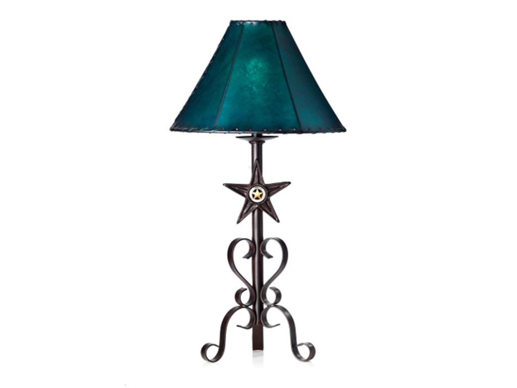 Mexican Country Imports Western Table Lamp with Teal Shade ITL Solera 007