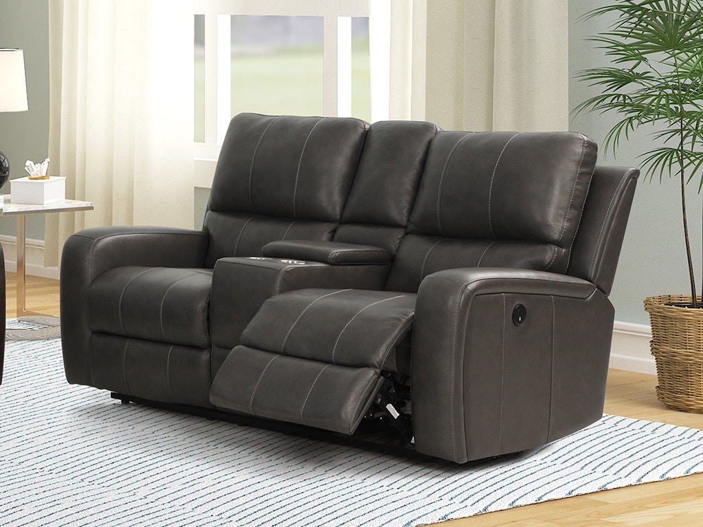 New Classic LINTON LEATHER CONSOLE LOVESEAT with DUAL RECLINERS L1721-25-COLOR