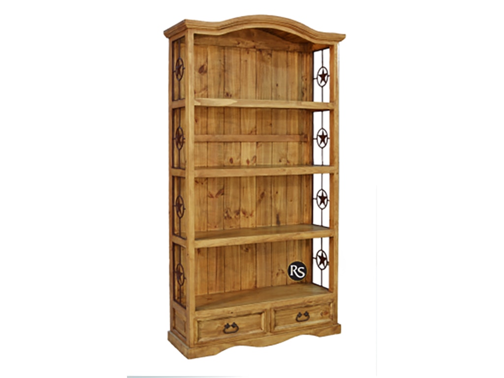 Rusticos Sierra Home Office IRON TEXAS 2 DRAWER BOOKCASE LT LIB-44X ...