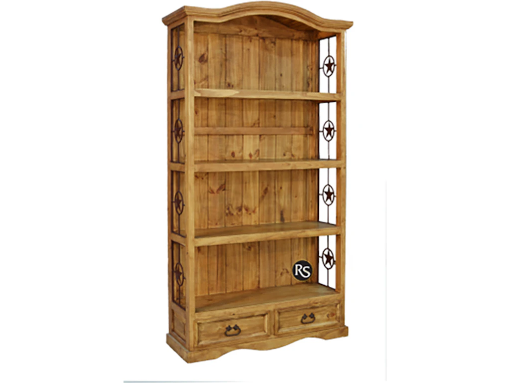 Rusticos Sierra Home Office IRON TEXAS 2 DRAWER BOOKCASE LT LIB-44X ...