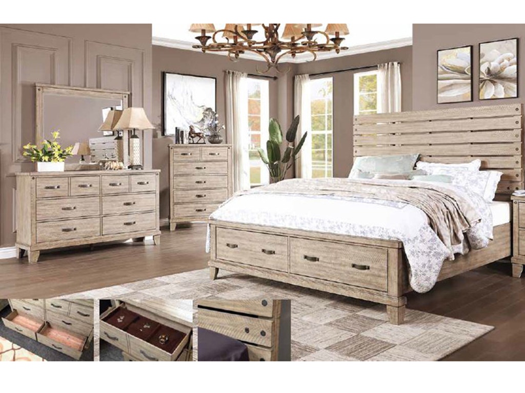 New Classic Marwick 4 Piece Set - Queen Bed, Dresser, Mirror, Chest B654PCCH