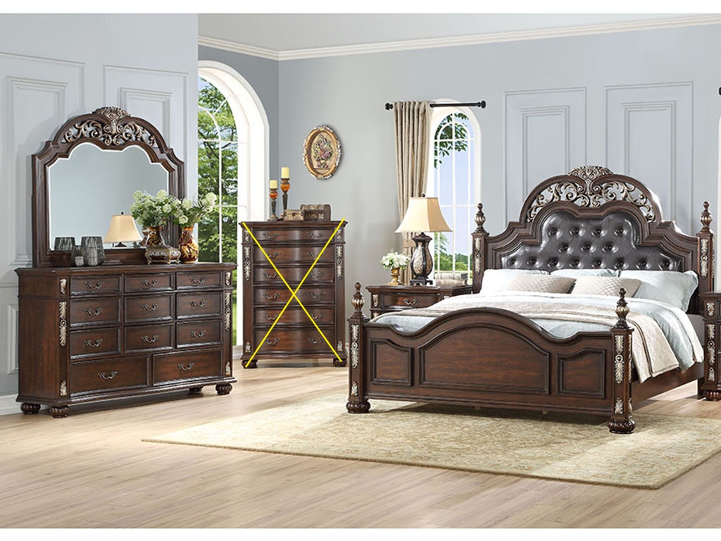 New Classic Bedroom MAXIMUS 3 Piece Set - Queen Bed, Dresser, Mirror  B17543PC - Furniture Market
