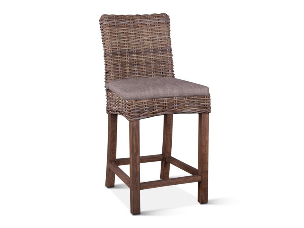 Home Trends & Design Kubu Rattan Counter Chair Natural Gray with Cushion NKB-CC18-WW-G