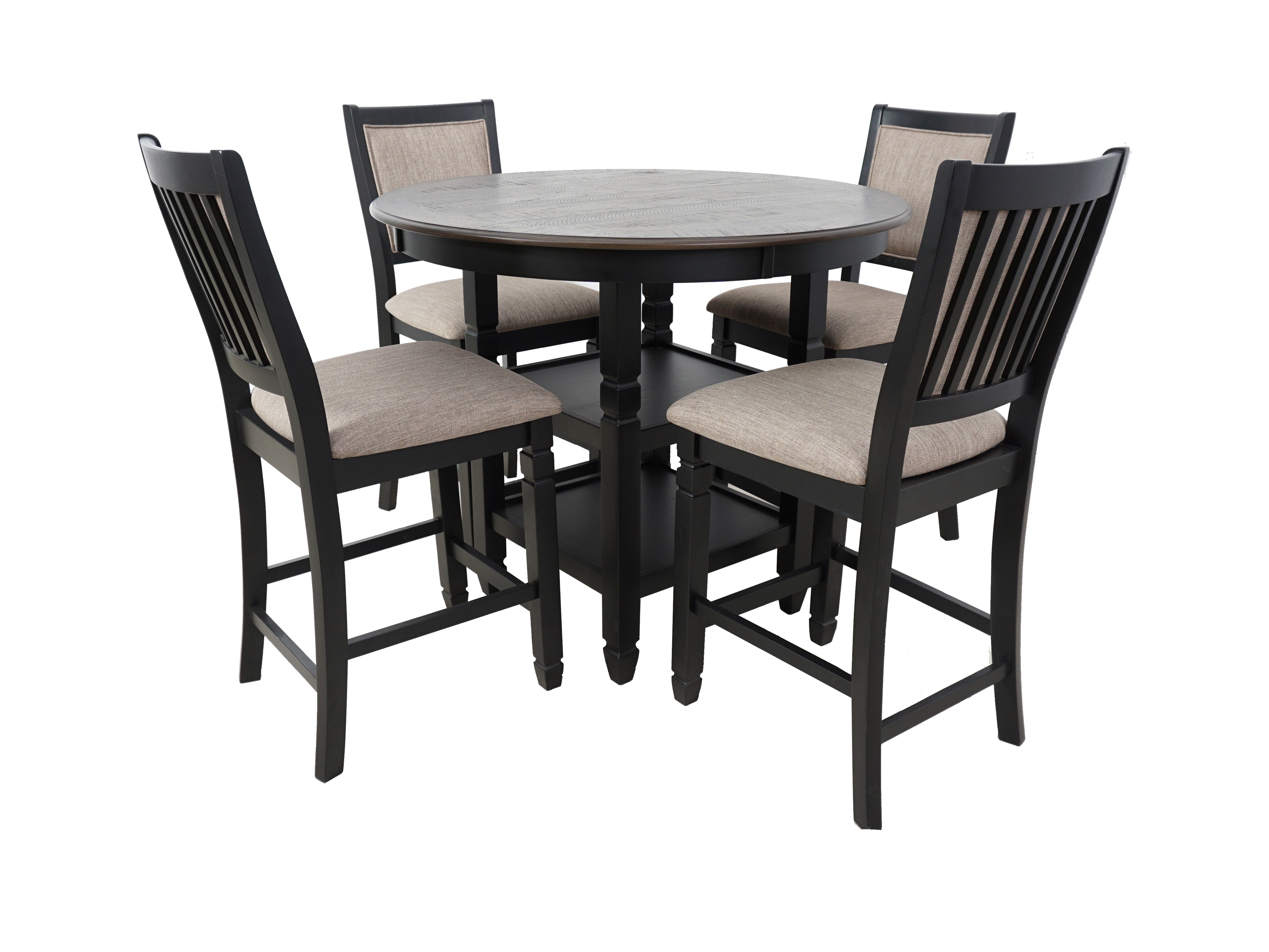 New Classic PRAIRIE POINT ROUND COUNTER TABLE with SHELVES - BLACK D058B-13