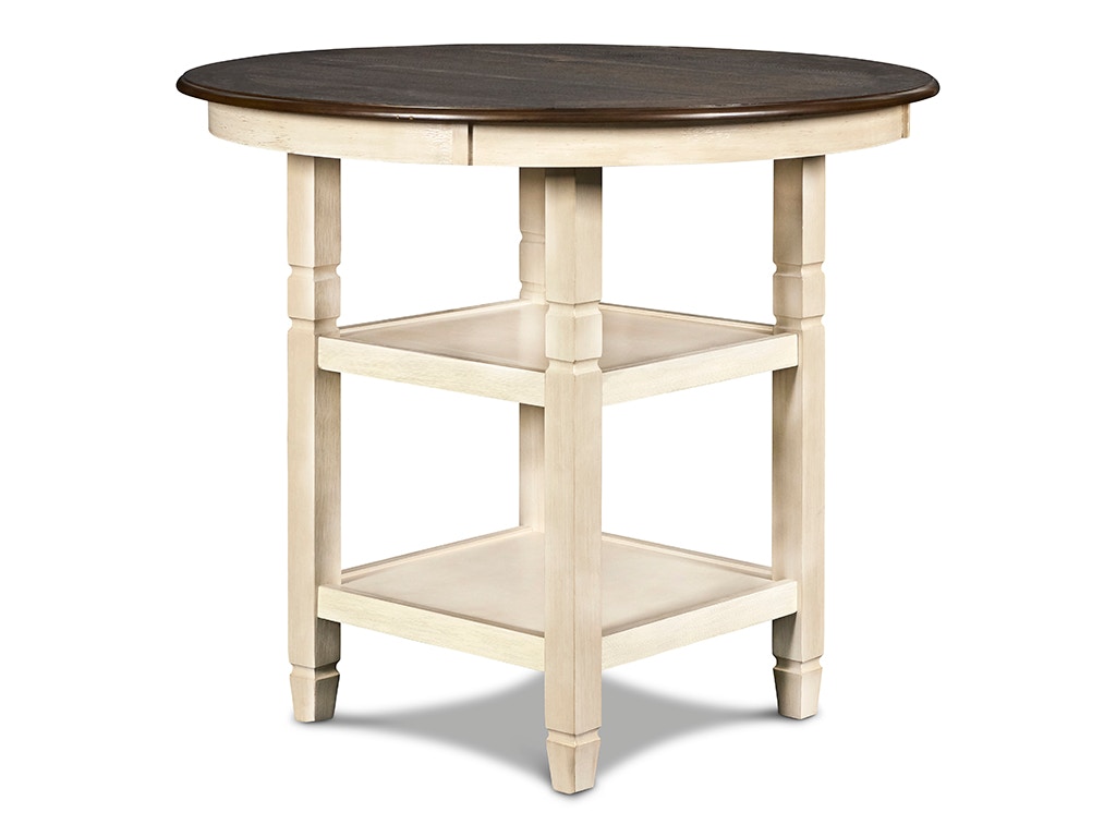 New Classic PRAIRIE POINT ROUND COUNTER TABLE with SHELVES - WHITE D058W-13