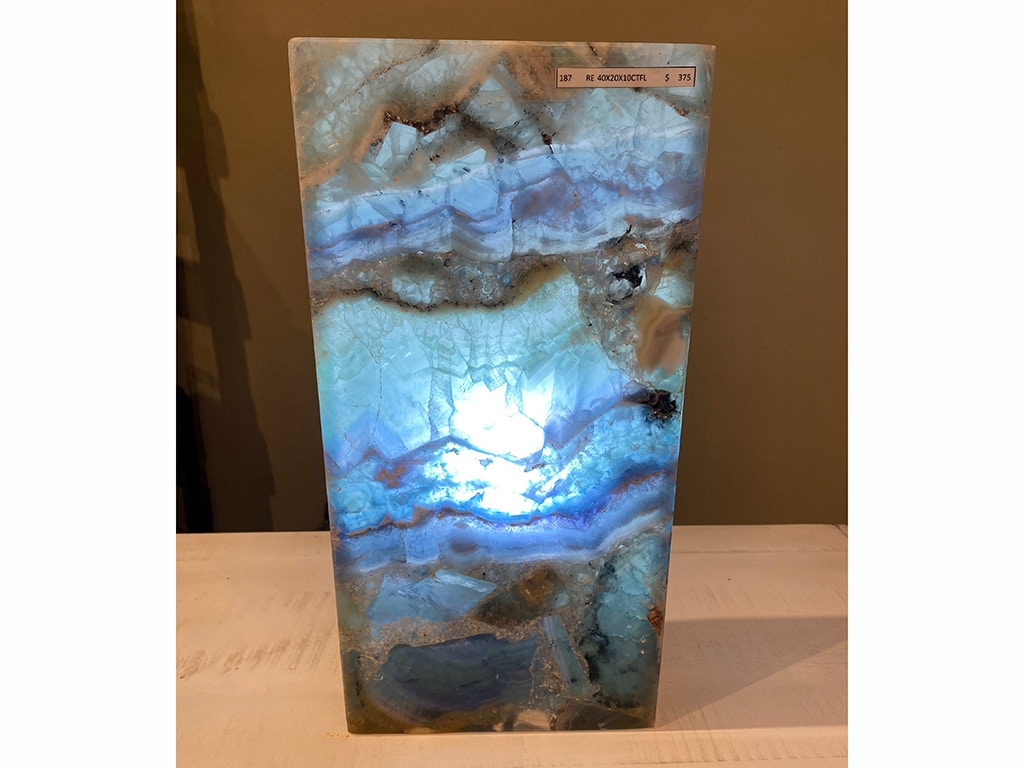 Onyx Rectangular Fluorite Table Lamp with Flat Top - 16 Inch RE402010CTFL