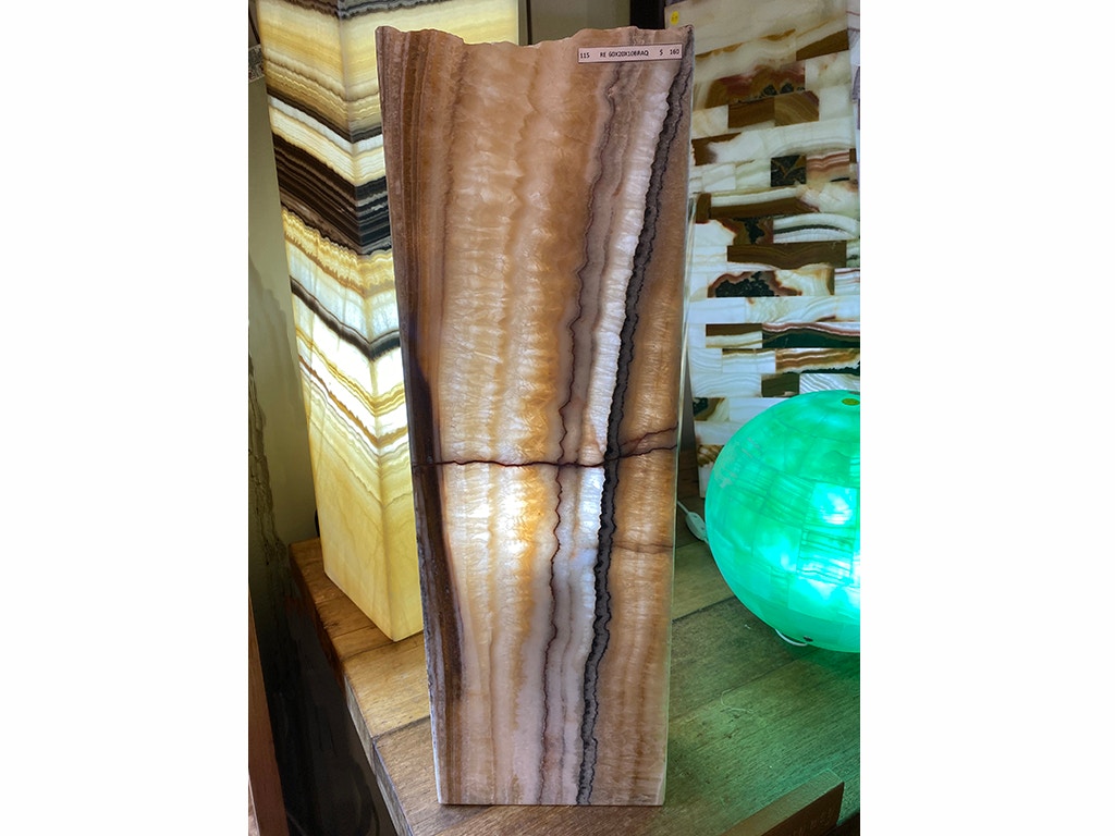 Onyx Rectangular Onyx Table Lamp with Open Rustic Top - 24 Inch RE602010BRAQ