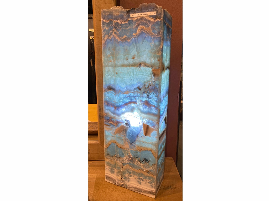 Onyx Rectangular Fluorite Table Lamp with Open Rustic Top - 24 Inch RE602010BRFL
