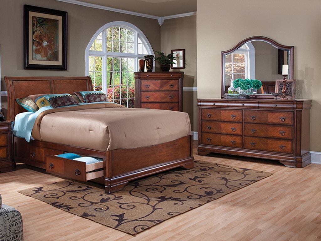 New Classic Sheridan 4 Piece Set - Queen Storage Bed, Dresser, Mirror, Chest BH0054PCCHS